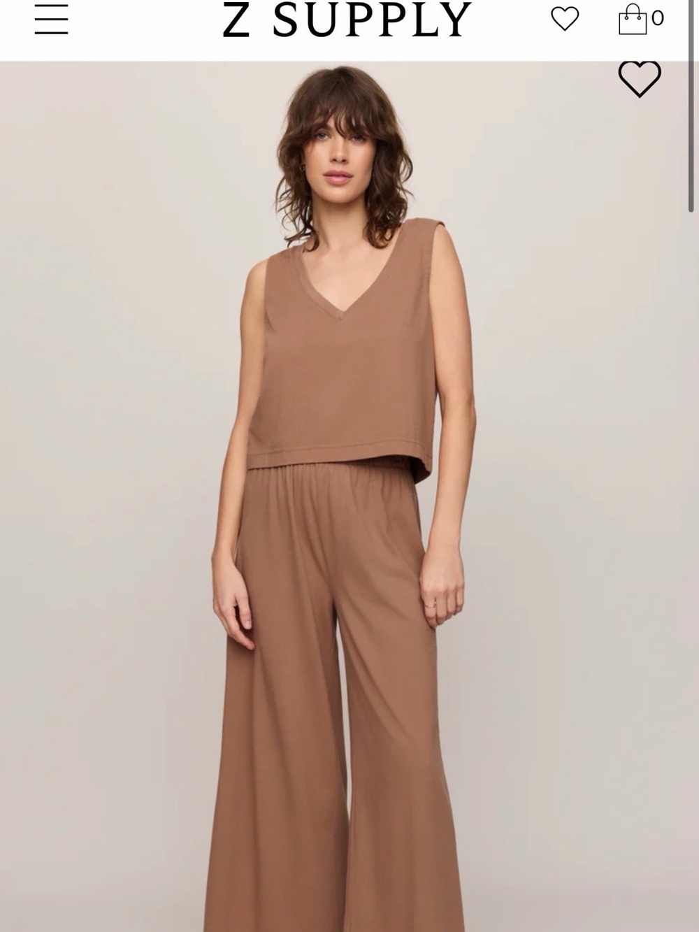Z Supply Brown V-Neck Tank & Wide Leg Pants Set